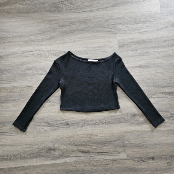 Jonathan Simkhai Standard Black Knit Ribbed Boatneck Cropped Sweater Size XSmall - Picture 1 of 11